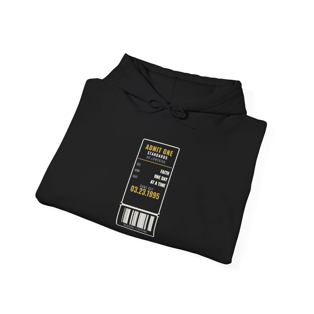 THE TICKET Hoodie — Personalized Sober Date | Admit One