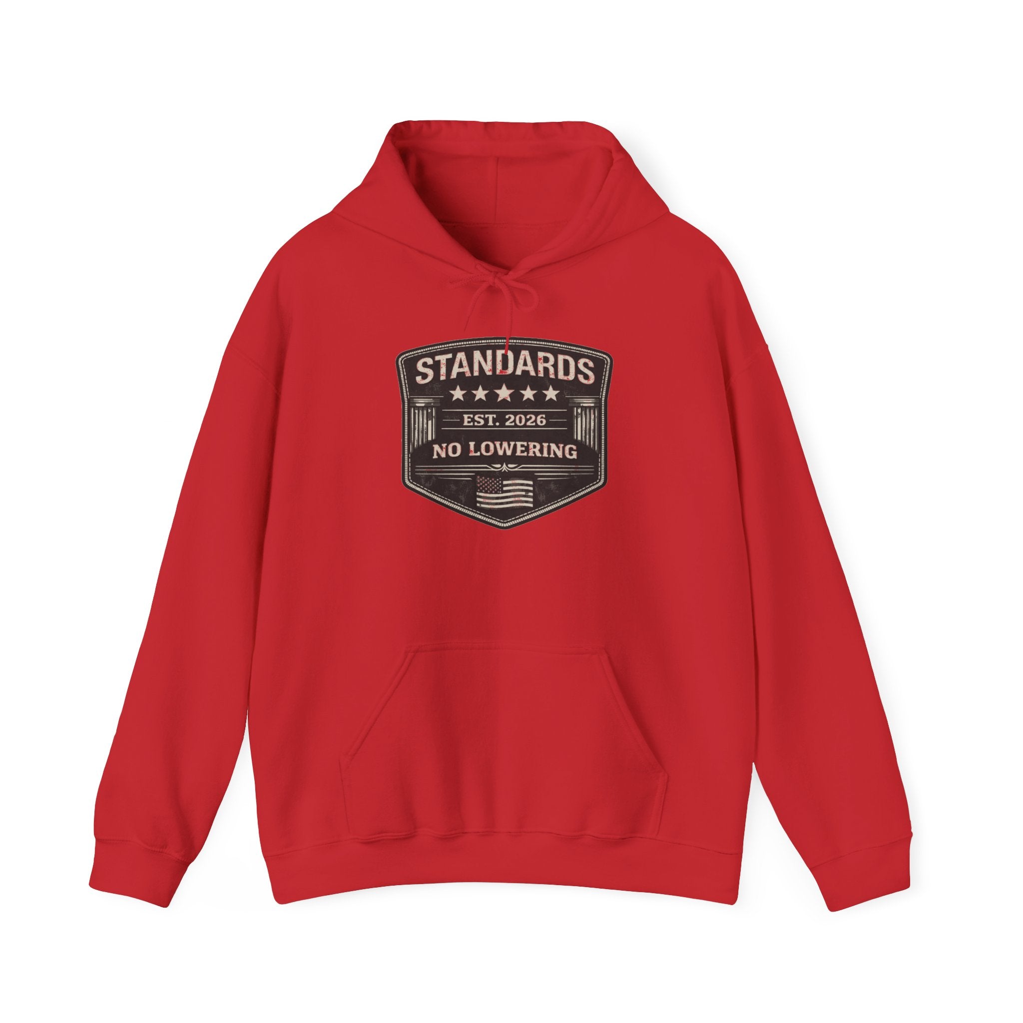 Standards No Lowering Hoodie — Vintage Shield Graphic Pullover