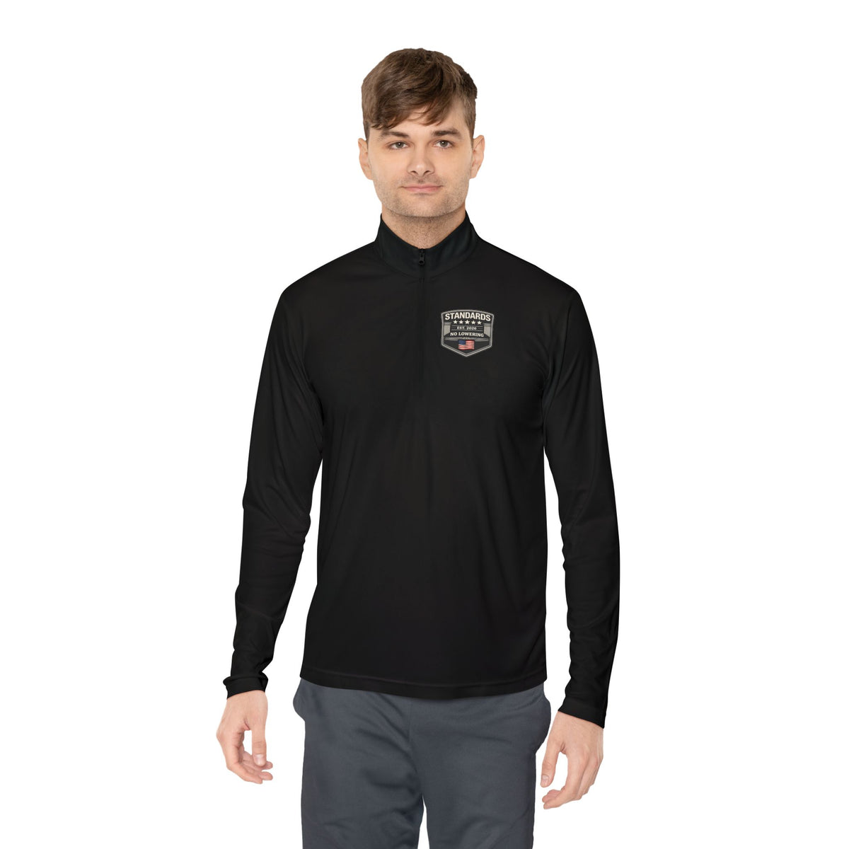 Standards "No Lowering" Quarter-Zip Pullover — Left Chest Badge