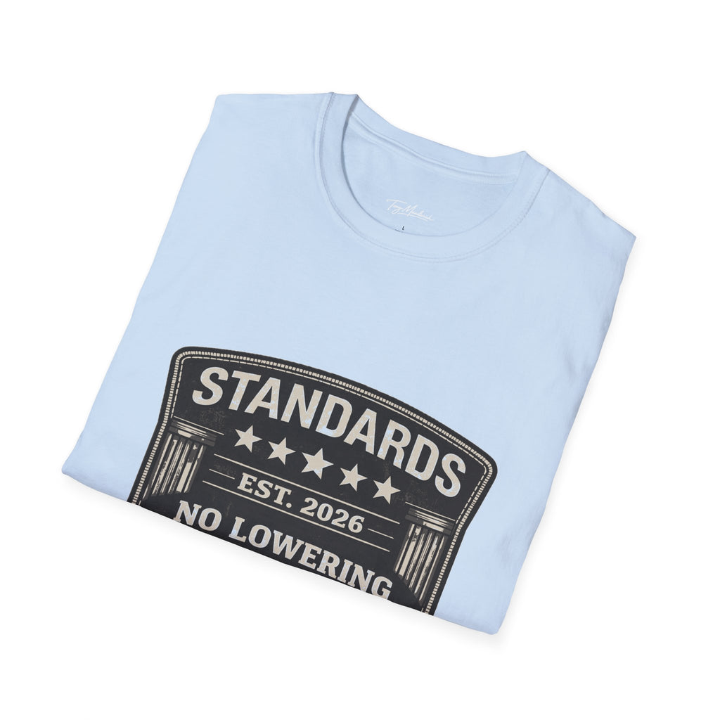 Standards No Lowering T-Shirt – Patriotic Vintage Shield Tee