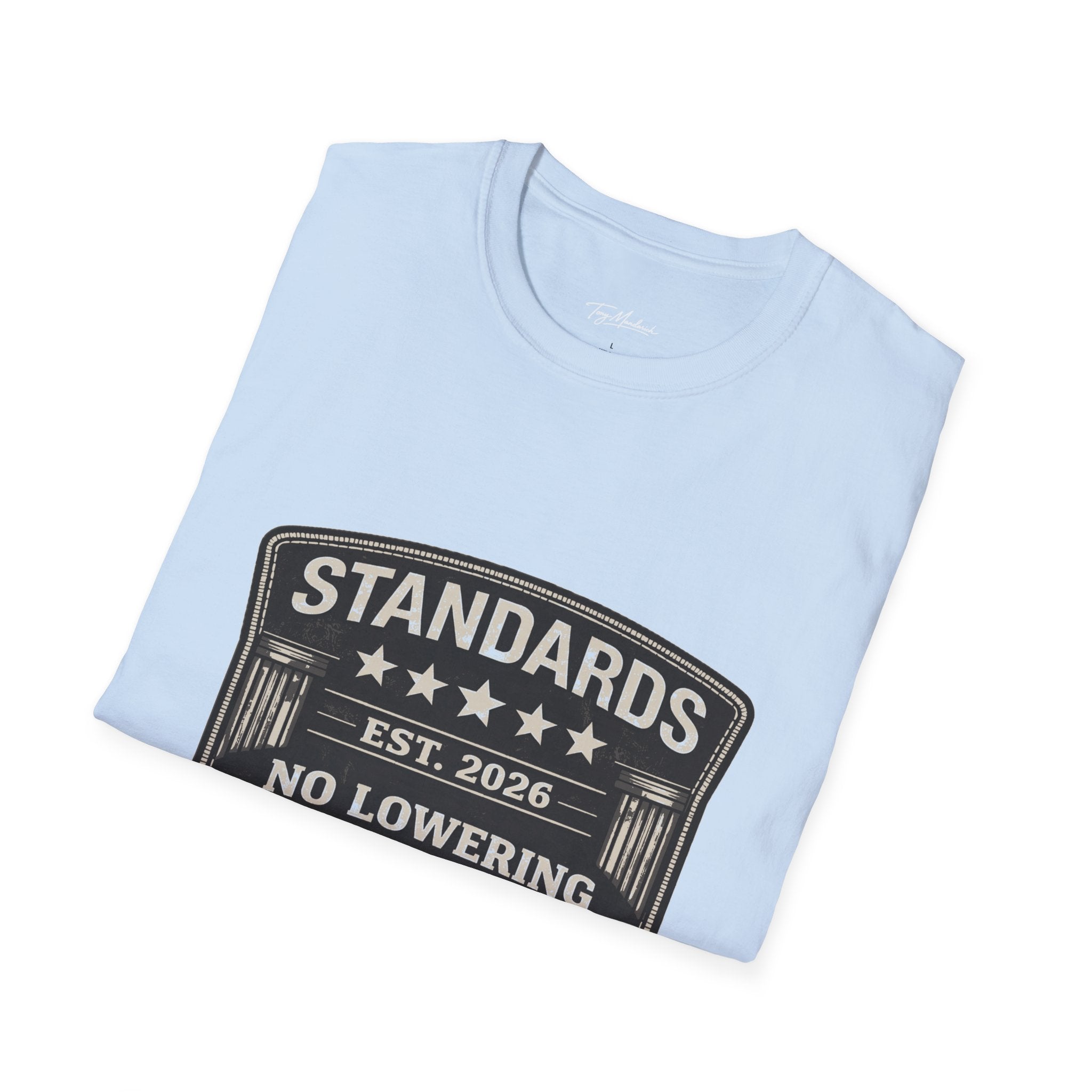Standards No Lowering T-Shirt – Patriotic Vintage Shield Tee