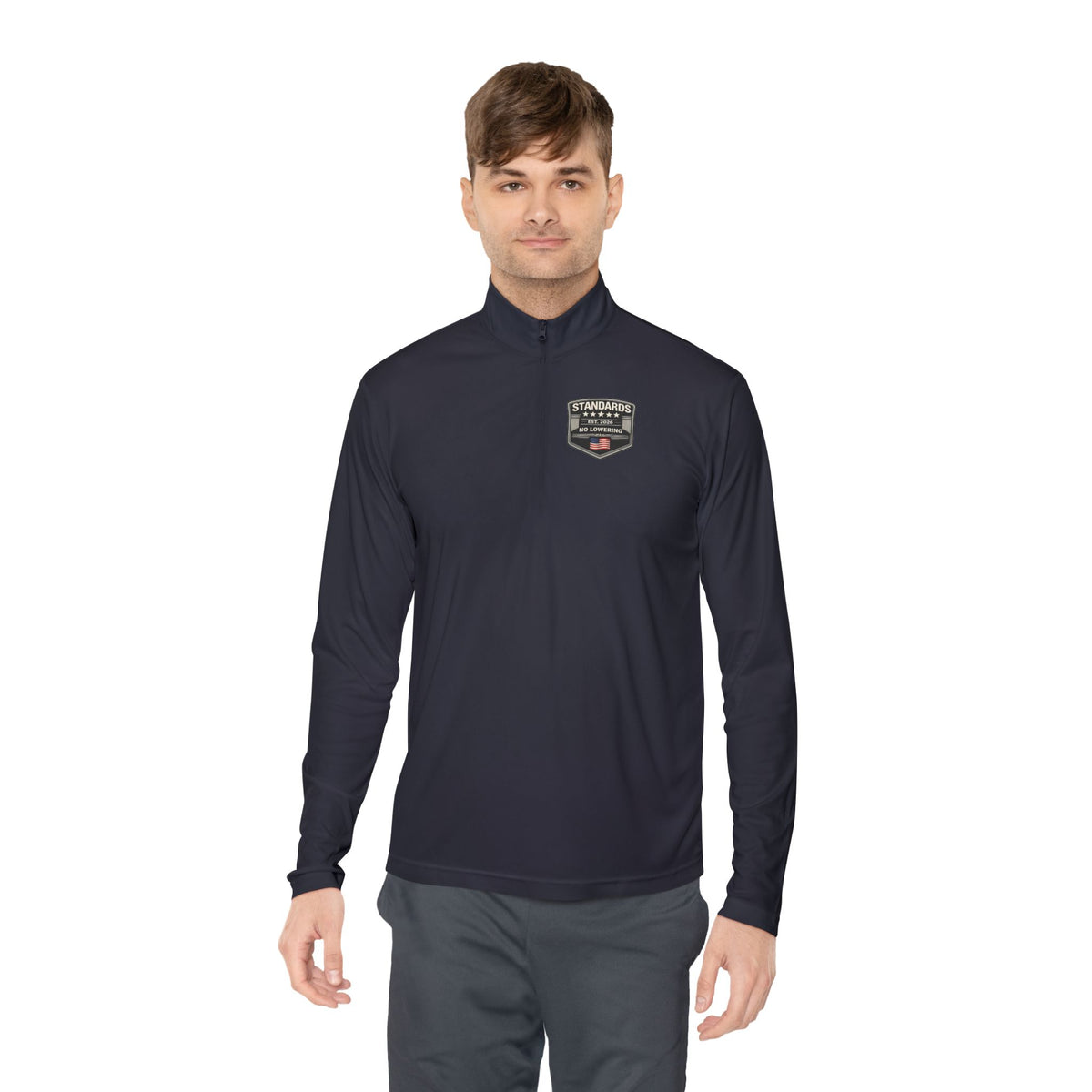 Standards "No Lowering" Quarter-Zip Pullover — Left Chest Badge