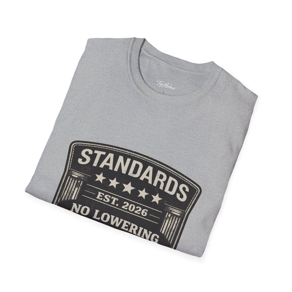 Standards No Lowering T-Shirt – Patriotic Vintage Shield Tee