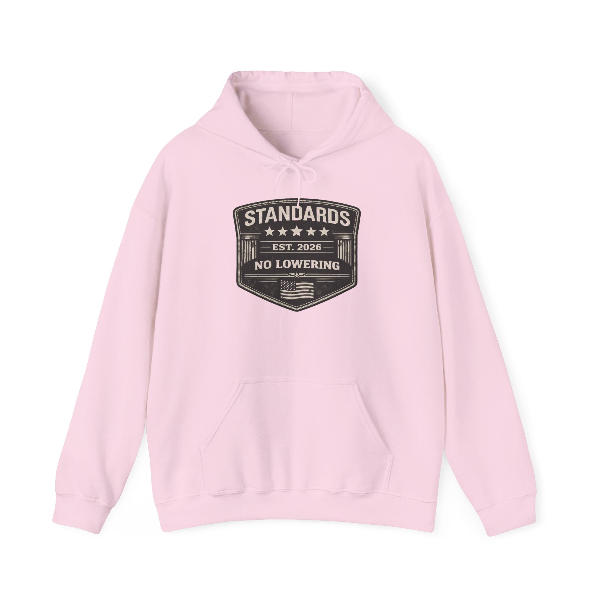 Standards No Lowering Hoodie — Vintage Shield Graphic Pullover