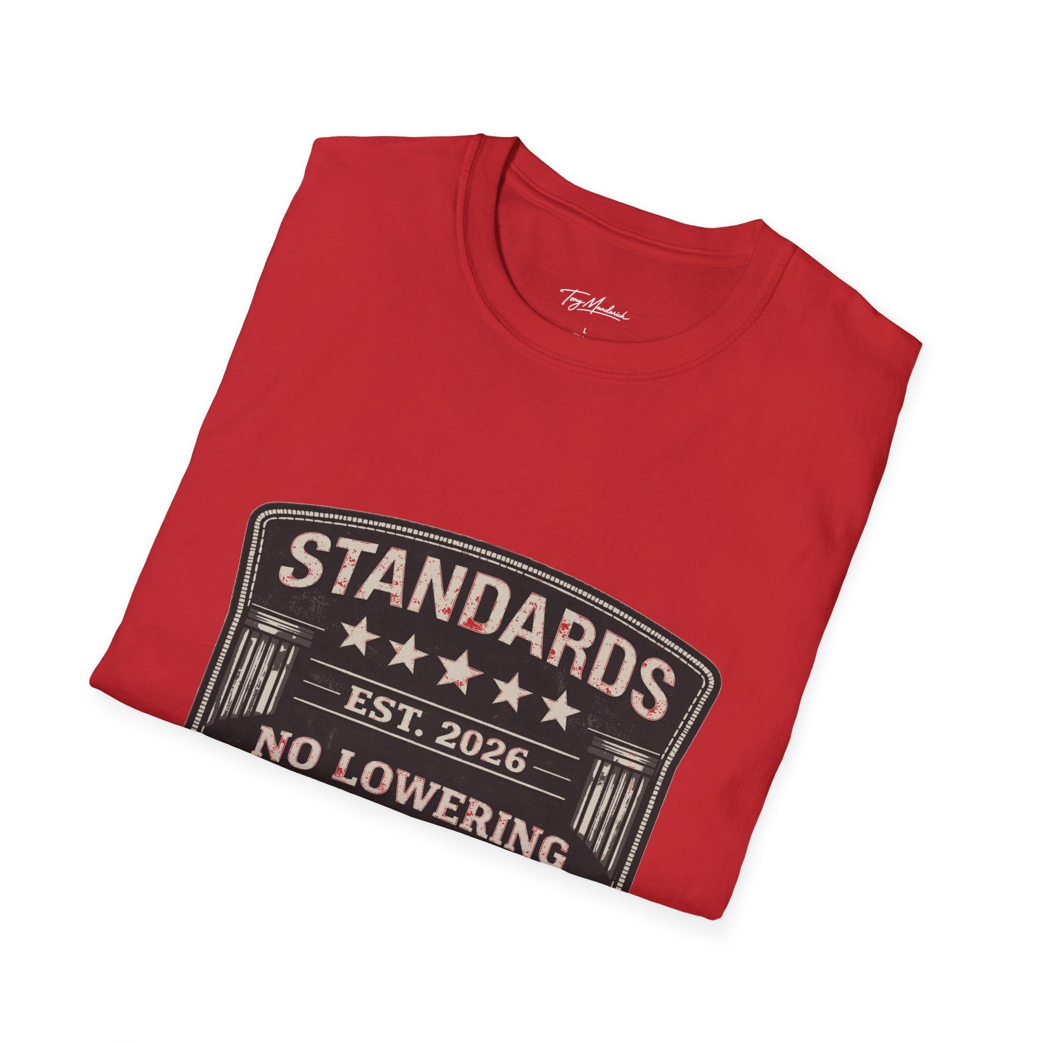 Standards No Lowering T-Shirt – Patriotic Vintage Shield Tee