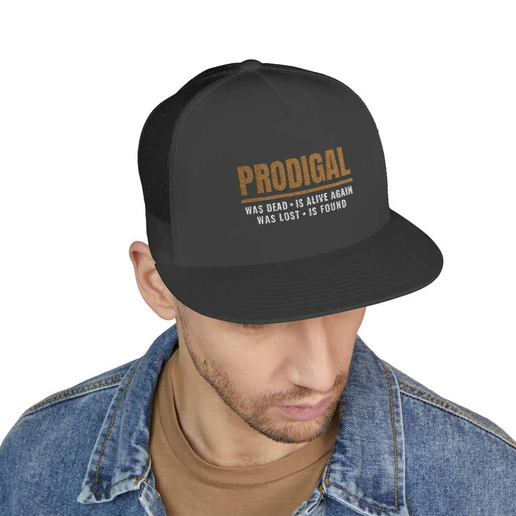 PRODIGAL Trucker Hat — Embroidered Flat Bill Snapback | Luke 15:24