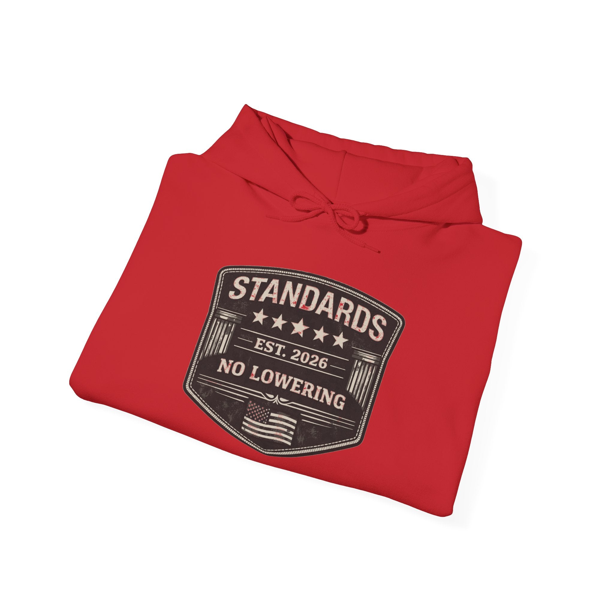 Standards No Lowering Hoodie — Vintage Shield Graphic Pullover
