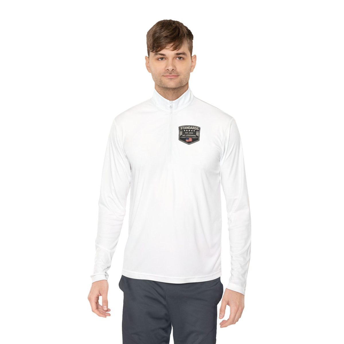 Standards "No Lowering" Quarter-Zip Pullover — Left Chest Badge
