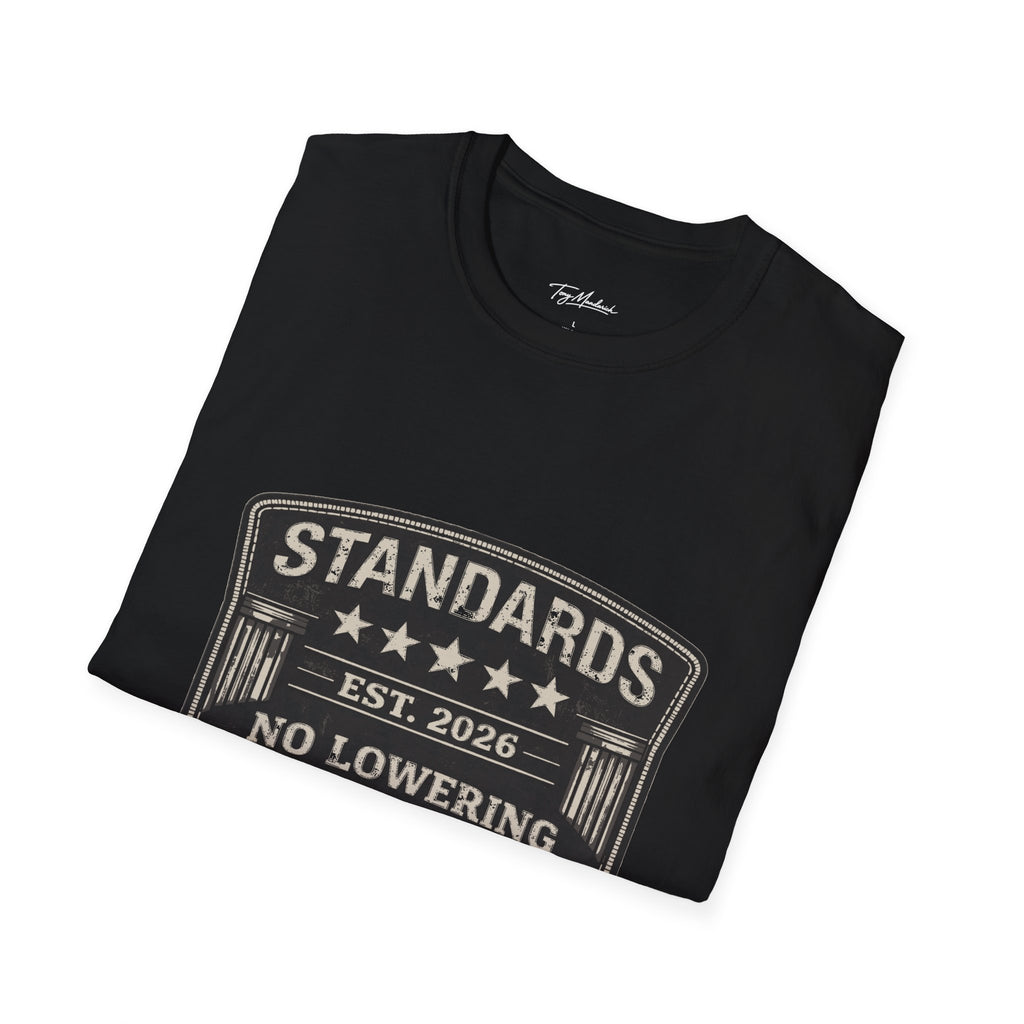 Standards No Lowering T-Shirt – Patriotic Vintage Shield Tee