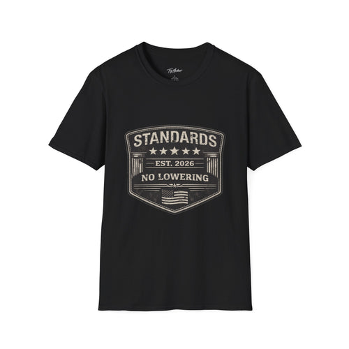 Standards No Lowering T-Shirt – Patriotic Vintage Shield Tee