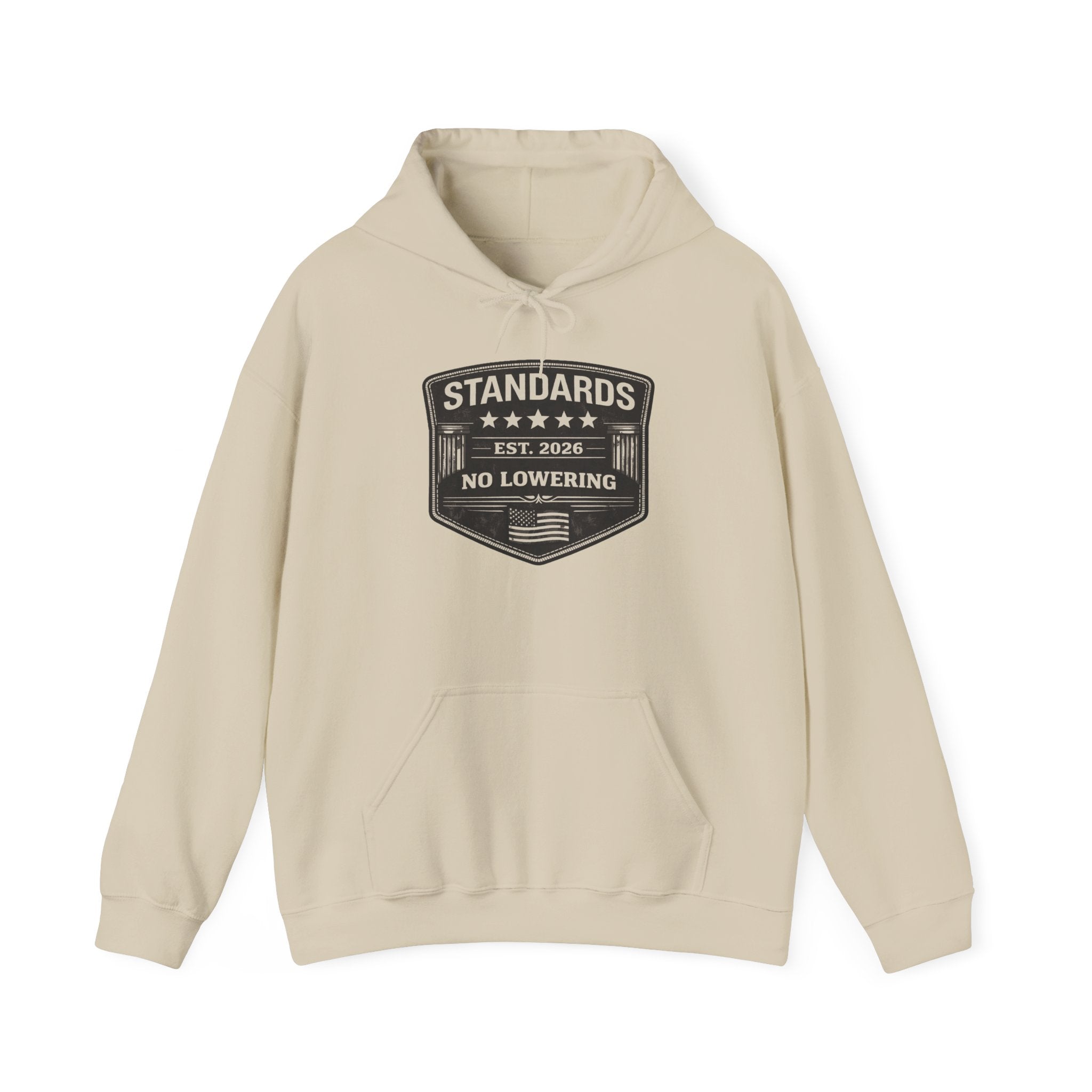 Standards No Lowering Hoodie — Vintage Shield Graphic Pullover