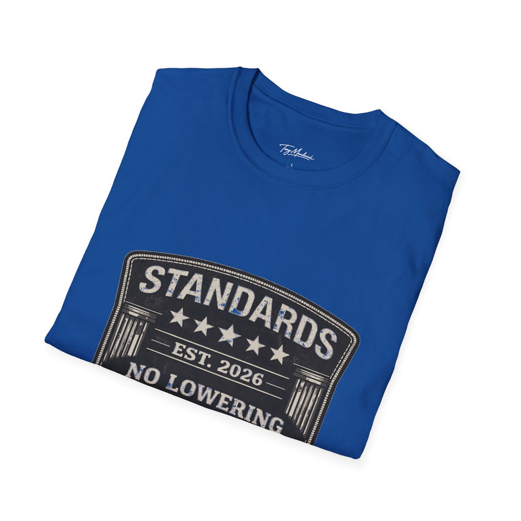 Standards No Lowering T-Shirt – Patriotic Vintage Shield Tee