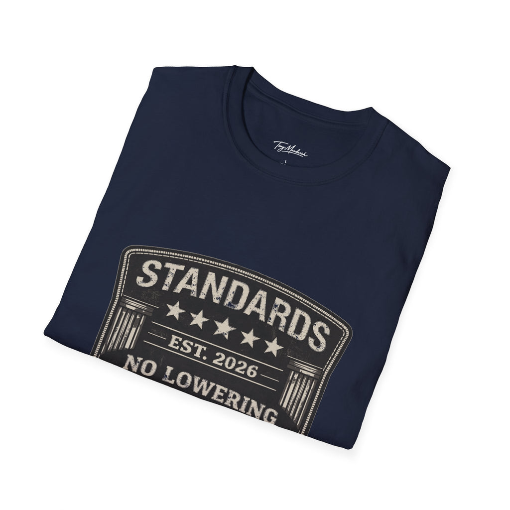Standards No Lowering T-Shirt – Patriotic Vintage Shield Tee