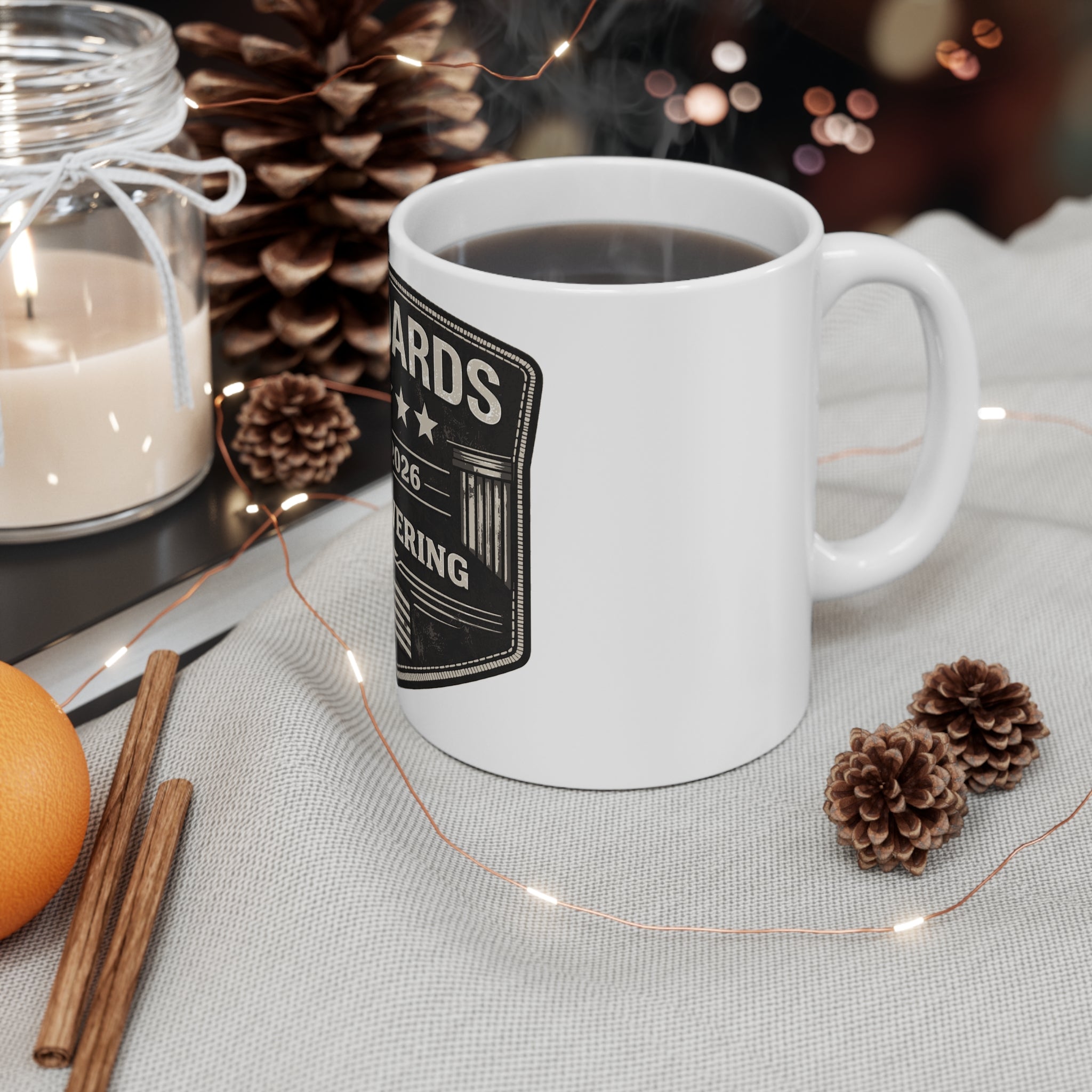 Standards Est. 2026 'No Lowering' Mug — Patriotic Vintage Badge Coffee Cup
