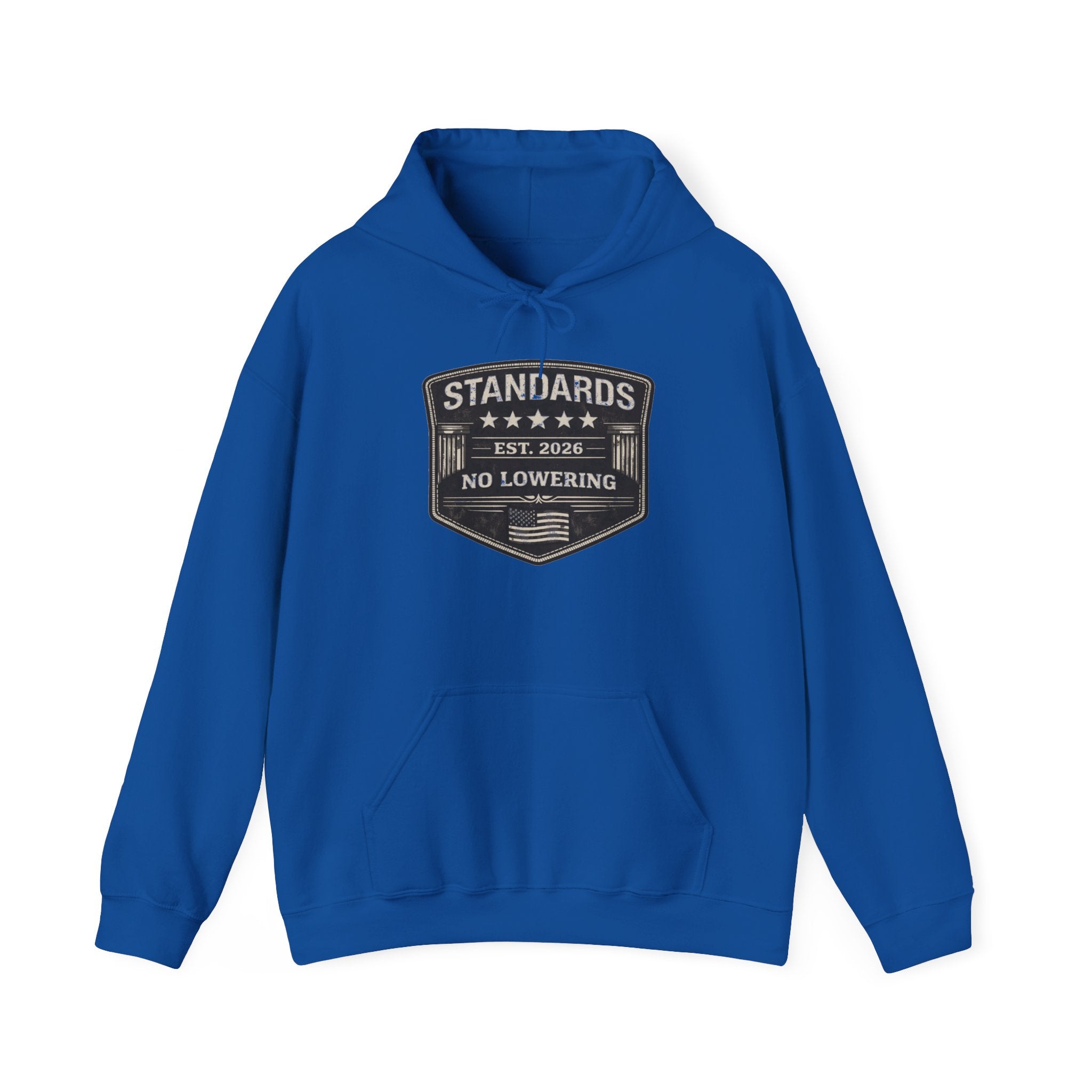 Standards No Lowering Hoodie — Vintage Shield Graphic Pullover