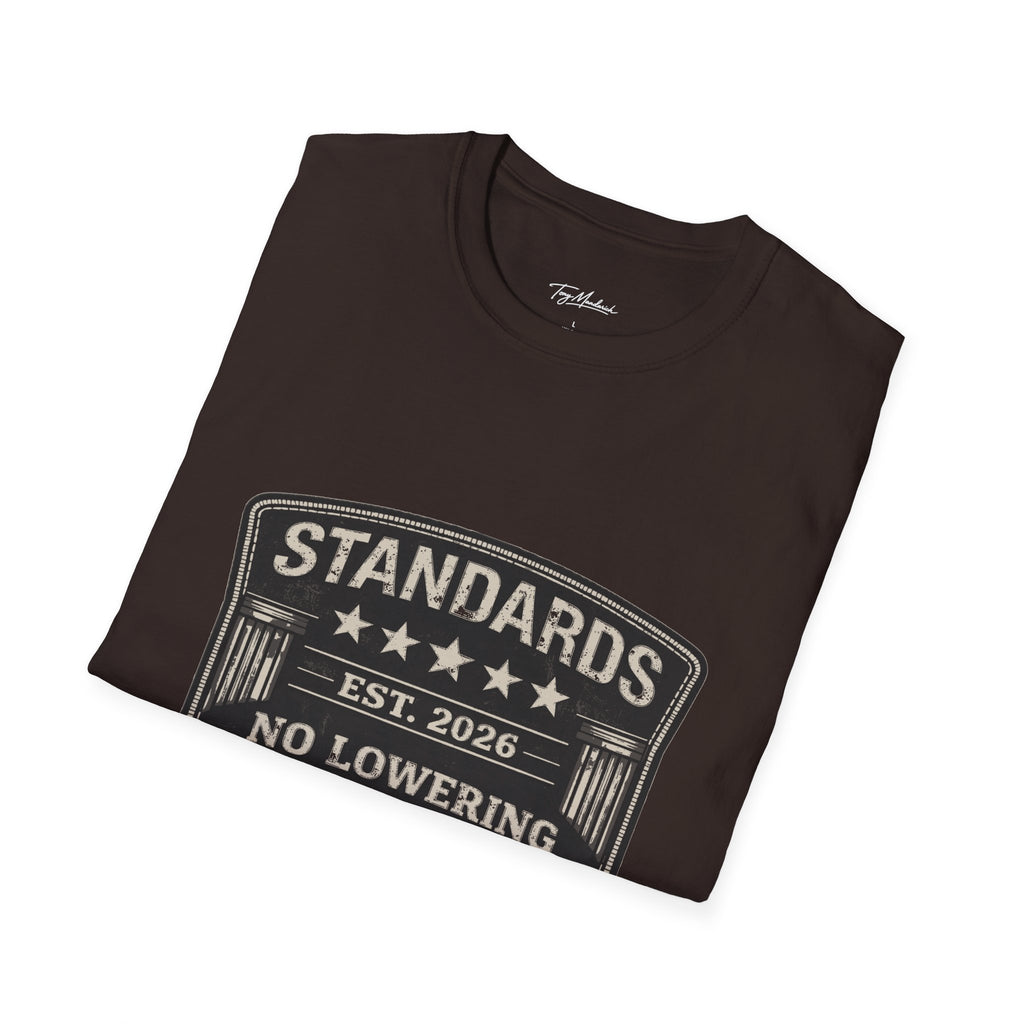 Standards No Lowering T-Shirt – Patriotic Vintage Shield Tee
