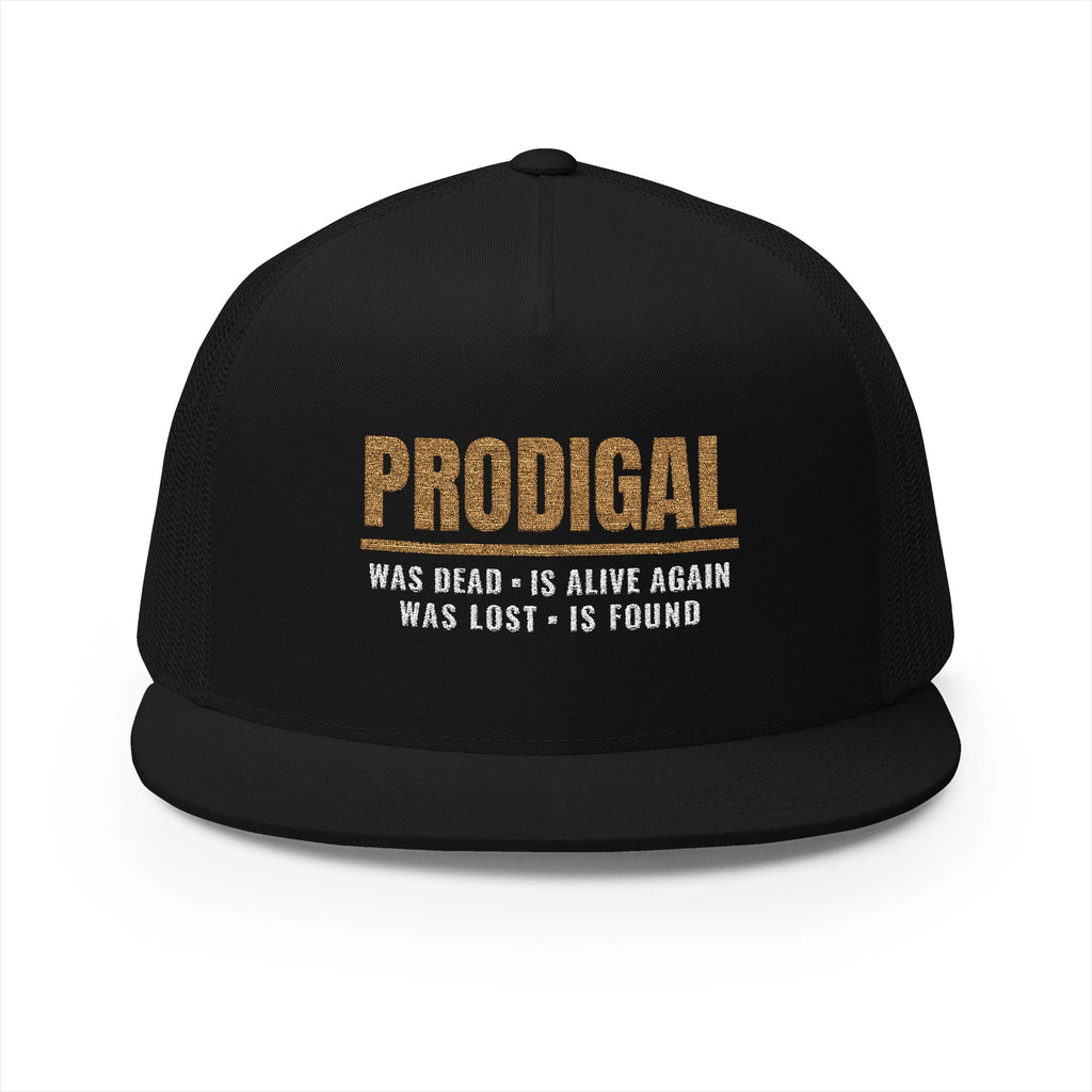 PRODIGAL Trucker Hat — Embroidered Flat Bill Snapback | Luke 15:24
